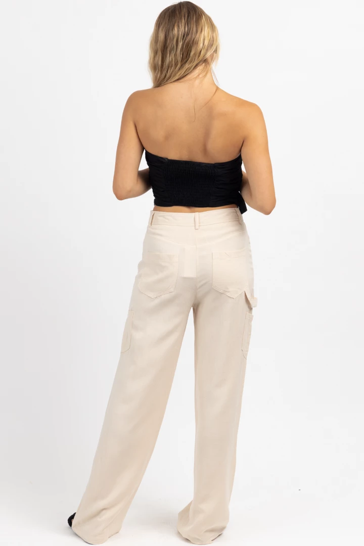 EDIT BY NINE BEIGE LINEN BLEND CARGO PANT 8 EDIT BY NINE BEIGE LINEN BLEND CARGO PANT