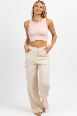 EDIT BY NINE BEIGE LINEN BLEND CARGO PANT