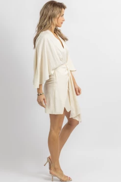 MABLE CREAM LINEN DOLMAN SLEEVE MINI DRESS NEW ARRIVALS