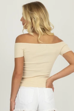 REHAB NEW ARRIVALS CREAM OFF SHOULDER OPEN FRONT TOP