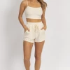 PRETTY GARBAGE CREAM TERRYCLOTH CROP + SHORTS SET NEW ARRIVALS