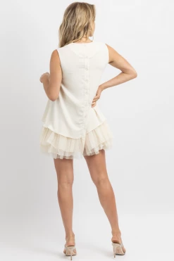 MABLE CREAM TULLE BOTTOM SHIFT DRESS *RESTOCK COMING SOON*