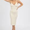 MISS LOVE NATURAL UNDERWIRE KNIT MIDI DRESS