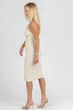 MISS LOVE NATURAL UNDERWIRE KNIT MIDI DRESS 8 MISS LOVE NATURAL UNDERWIRE KNIT MIDI DRESS
