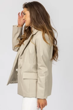 LE LIS CLOTHING CREAM VEGAN LEATHER BLAZER