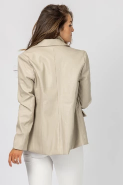LE LIS CLOTHING CREAM VEGAN LEATHER BLAZER