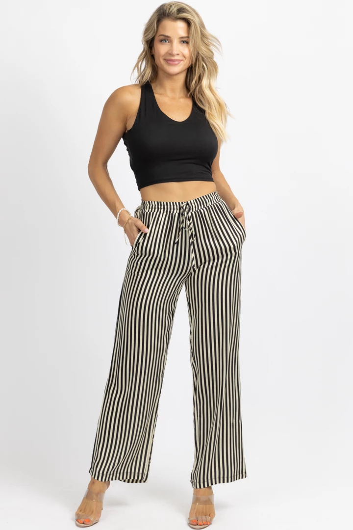 DEE ELLY CREAM + BLACK STRIPED WIDE LEG PANT NEW ARRIVALS 1 DEE ELLY CREAM + BLACK STRIPED WIDE LEG PANT NEW ARRIVALS