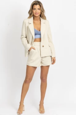 CRESCENT CREAMY BLAZER + TROUSER SHORT SET NEW ARRIVALS