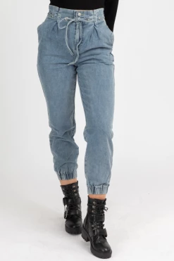 LE LIS CLOTHING HIGH RISE DENIM PAPERBAG JOGGERS