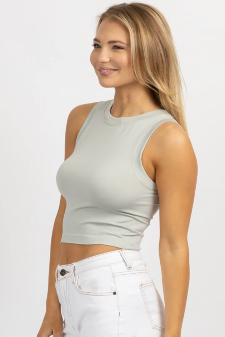 DYNAMIC FASHION DOVE GREY SEAMLESS MUSCLE CROP TANK 4 DYNAMIC FASHION DOVE GREY SEAMLESS MUSCLE CROP TANK