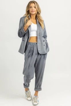 LUSH DUSK BLUE CORDUROY BLAZER PANT SET NEW ARRIVALS