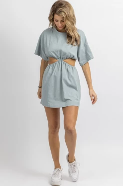 MABLE DUSTY BLUE CUTOUT SHORT SLEEVE MINI DRESS 11 MABLE DUSTY BLUE CUTOUT SHORT SLEEVE MINI DRESS