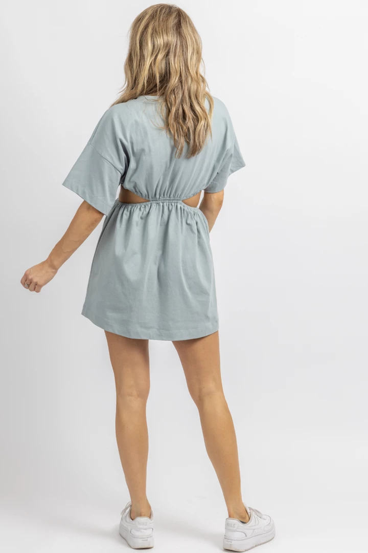 MABLE DUSTY BLUE CUTOUT SHORT SLEEVE MINI DRESS 7 MABLE DUSTY BLUE CUTOUT SHORT SLEEVE MINI DRESS