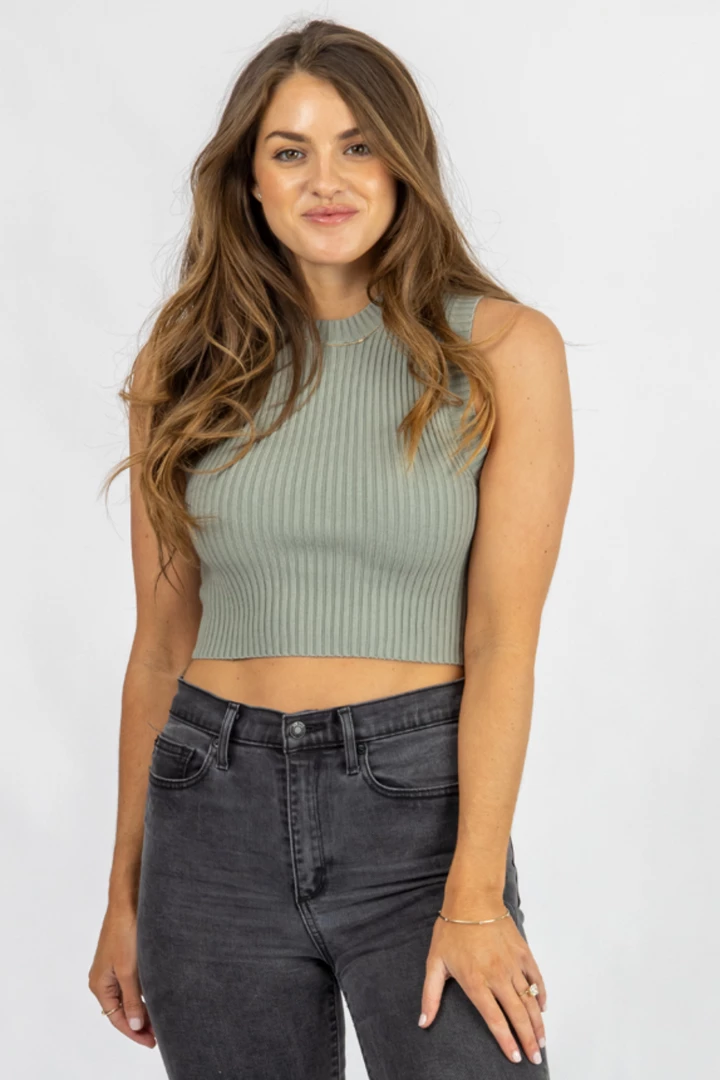 MISS LOVE CLOTHING DUSTY SAGE RIBBED KNIT TANK 1 MISS LOVE CLOTHING DUSTY SAGE RIBBED KNIT TANK