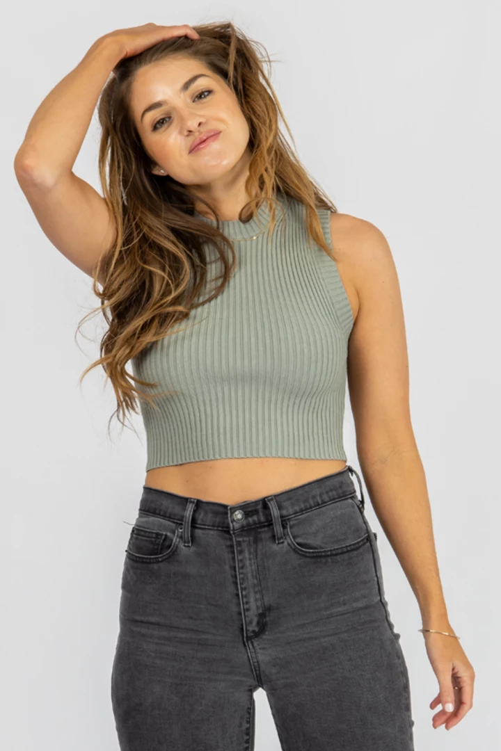 MISS LOVE CLOTHING DUSTY SAGE RIBBED KNIT TANK 2 MISS LOVE CLOTHING DUSTY SAGE RIBBED KNIT TANK