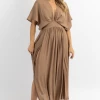 OLIVACEOUS NEW ARRIVALS EARTH TONE DOLMAN MAXI DRESS