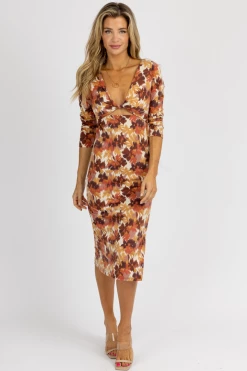 ENDLESS BLU ECRU BROWN MULTIPRINT FRONT TWIST MIDI DRESS NEW ARRIVALS 8 ENDLESS BLU ECRU BROWN MULTIPRINT FRONT TWIST MIDI DRESS NEW ARRIVALS