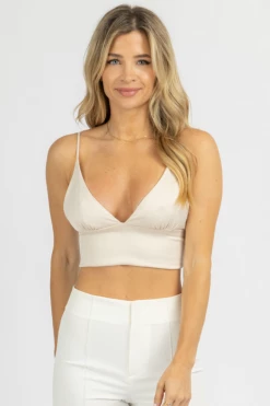 MUSTARD SEED ECRU SATIN CROP TOP