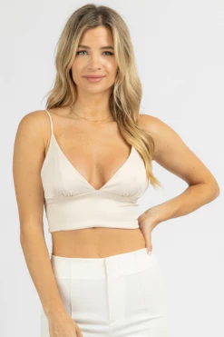 MUSTARD SEED ECRU SATIN CROP TOP 8 MUSTARD SEED ECRU SATIN CROP TOP