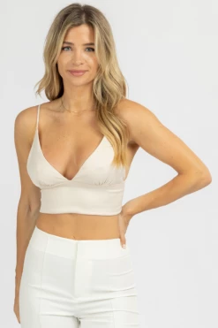 MUSTARD SEED ECRU SATIN CROP TOP