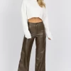 MISS LOVE ESPRESSO FAUX LEATHER CROPPED PANT NEW ARRIVALS