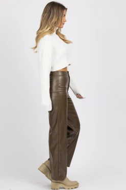 MISS LOVE ESPRESSO FAUX LEATHER CROPPED PANT NEW ARRIVALS