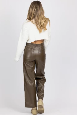 MISS LOVE ESPRESSO FAUX LEATHER CROPPED PANT NEW ARRIVALS