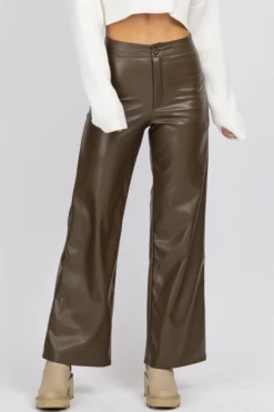 MISS LOVE ESPRESSO FAUX LEATHER CROPPED PANT NEW ARRIVALS