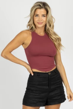 DYNAMIC FASHION NEW ARRIVALS FIG CURVED HEM TANK *BACK IN STOCK*