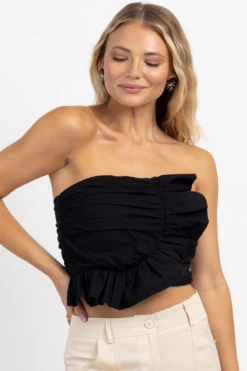 DAY + MOON FLIRTY ONYX RUFFLED TUBE TOP NEW ARRIVALS