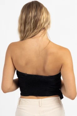 DAY + MOON FLIRTY ONYX RUFFLED TUBE TOP NEW ARRIVALS