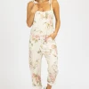 MABLE TAUPE LINEN FLORAL OVERALL