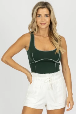 BAILEY ROSE CLOTHING DEEP GREEN EXPOSED SEAM TANK
