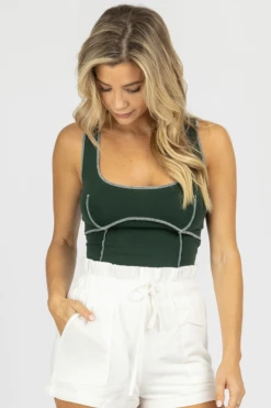 BAILEY ROSE CLOTHING DEEP GREEN EXPOSED SEAM TANK