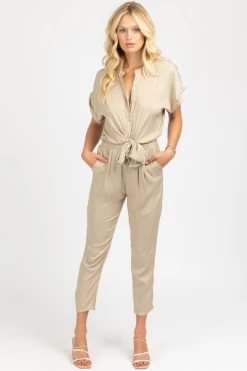 MUSTARD SEED FRONT TIE JUMPSUIT IN CHAMPAGNE