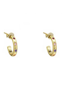 H & R Fashion Jewelry SHOES + ACCESSORIES GOLD MULTICOLOR HOOPS