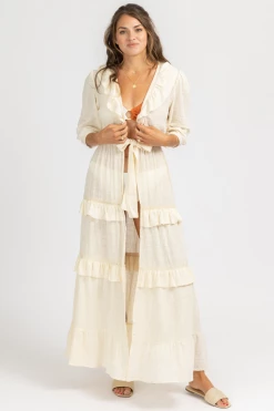 MABLE NEUTRAL GAUZE RUFFLE DUSTER COVERUP CLOTHING