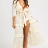MABLE NEUTRAL GAUZE RUFFLE DUSTER COVERUP CLOTHING
