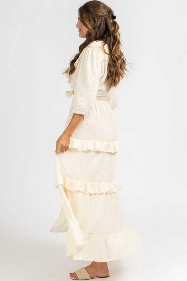 MABLE NEUTRAL GAUZE RUFFLE DUSTER COVERUP CLOTHING 6 MABLE NEUTRAL GAUZE RUFFLE DUSTER COVERUP CLOTHING