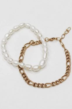 Joia NEW ARRIVALS GOLD CHAIN PEARL BRACELET SET