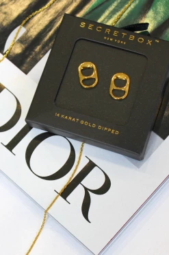 Joia NEW ARRIVALS SODA TAB GOLD DIPPED EARRING