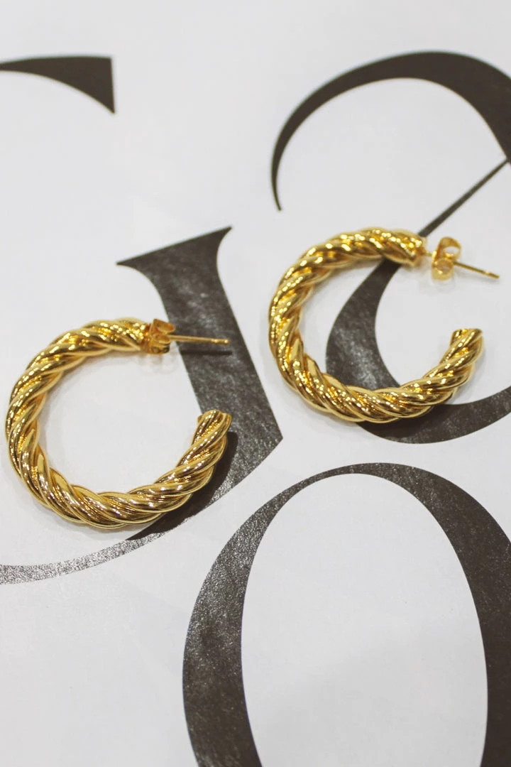 Joia NEW ARRIVALS 14K GOLD THICK TWISTED HOOPS 1 Joia NEW ARRIVALS 14K GOLD THICK TWISTED HOOPS