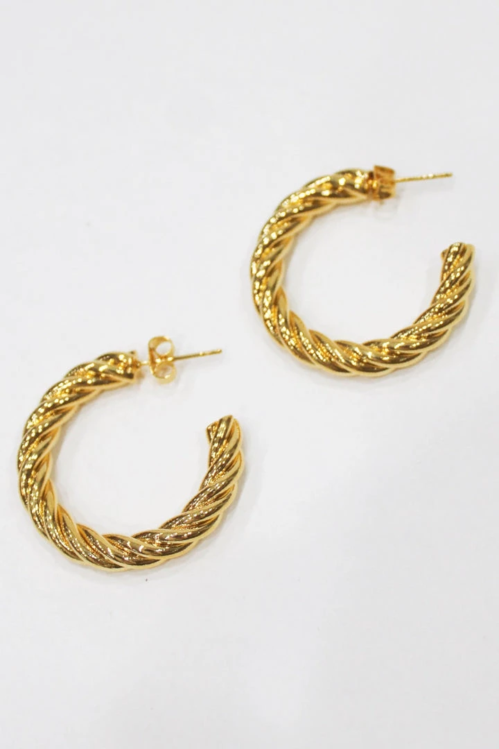 Joia NEW ARRIVALS 14K GOLD THICK TWISTED HOOPS 3 Joia NEW ARRIVALS 14K GOLD THICK TWISTED HOOPS