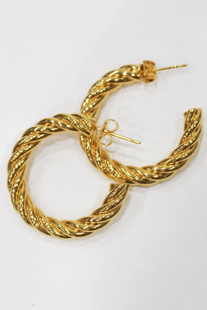 Joia NEW ARRIVALS 14K GOLD THICK TWISTED HOOPS 2 Joia NEW ARRIVALS 14K GOLD THICK TWISTED HOOPS