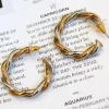 Joia NEW ARRIVALS GOLD + SILVER TWO TONE TWISTED HOOPS