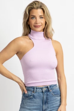 DYNAMIC FASHION NEW ARRIVALS PURPLE ASYMMETRIC RIBBED TANK