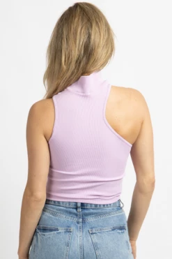 DYNAMIC FASHION NEW ARRIVALS PURPLE ASYMMETRIC RIBBED TANK