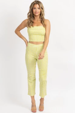 LE LIS GREEN GINGHAM TUBE TOP + PANT SET