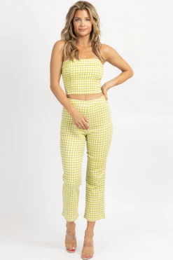 LE LIS GREEN GINGHAM TUBE TOP + PANT SET