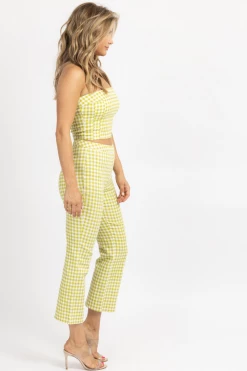 LE LIS GREEN GINGHAM TUBE TOP + PANT SET